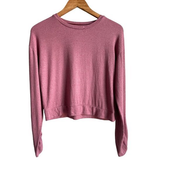 Zella Girl XL 14/16 Pink Pullover Crewneck Knit Top Ruched Long Sleeve - Picture 1 of 7